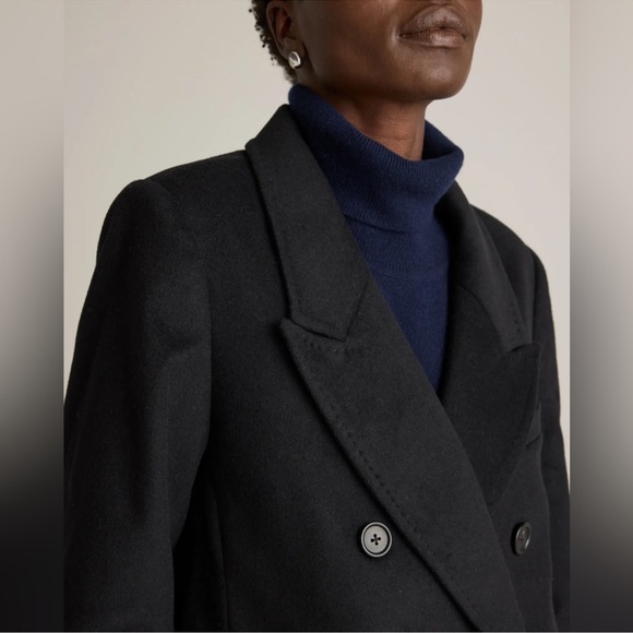 NWOT Quince Black Italian Wool Double-Breasted Slouch Coat Size M - Picture 3 of 16